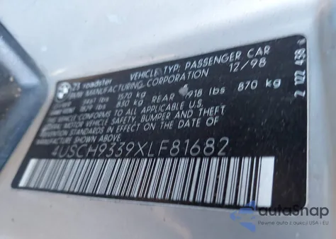 1999 BMW Z3 2.3 from USA, damaged, VIN 4USCH9339XLF81682